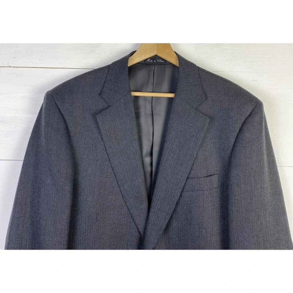 Cezar Del Prado Blazer 40R Jacket Gray Black Herringbone Silk Wool Sport Coat
